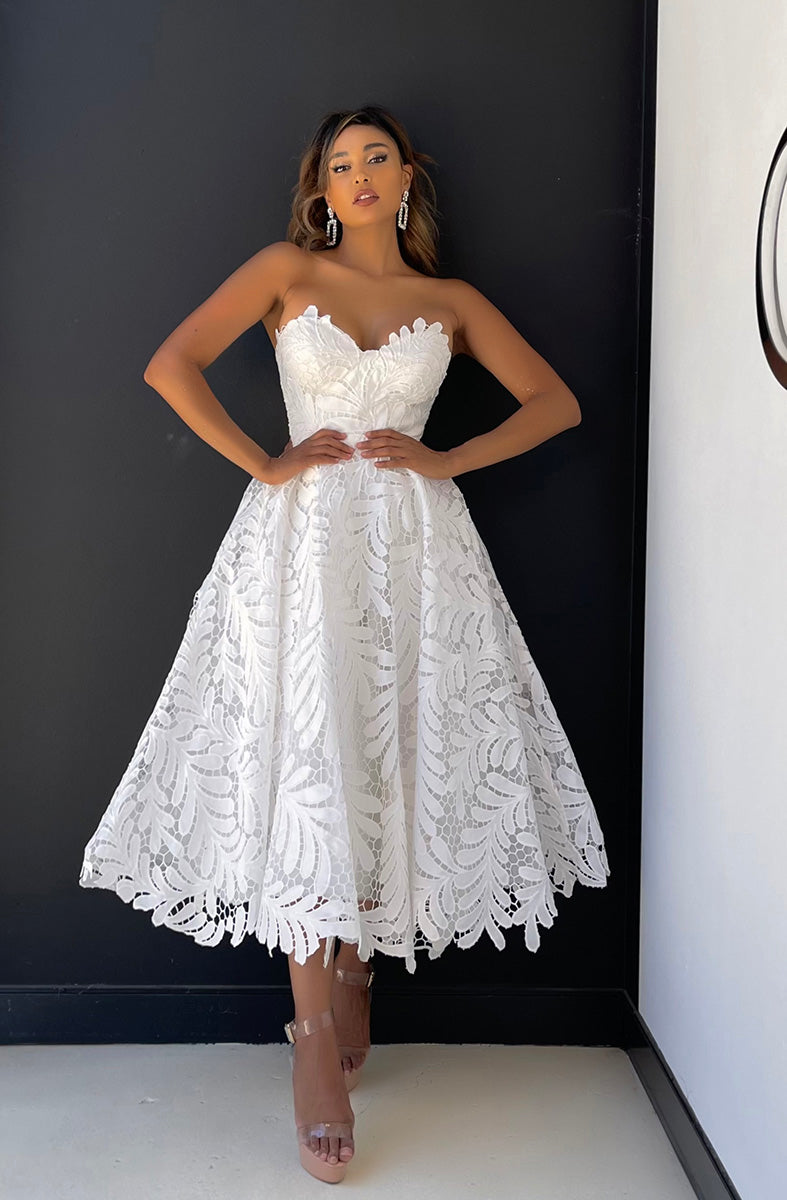 Modern tea length wedding dress in ...